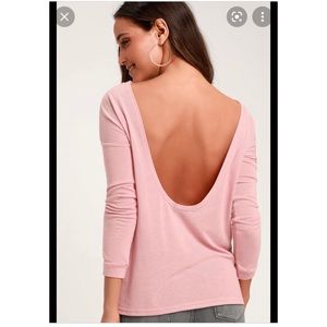 NWT Lulus Afternoon Daydream Blush Backless Sweater